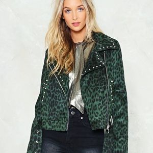 Here and Meow Leopard Moto Jacket